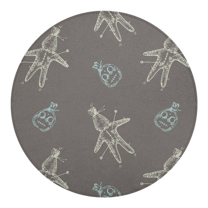 Cartoon Voodoo Doll Pattern Print Round Blanket