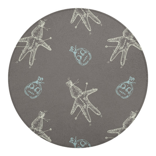 Cartoon Voodoo Doll Pattern Print Round Blanket