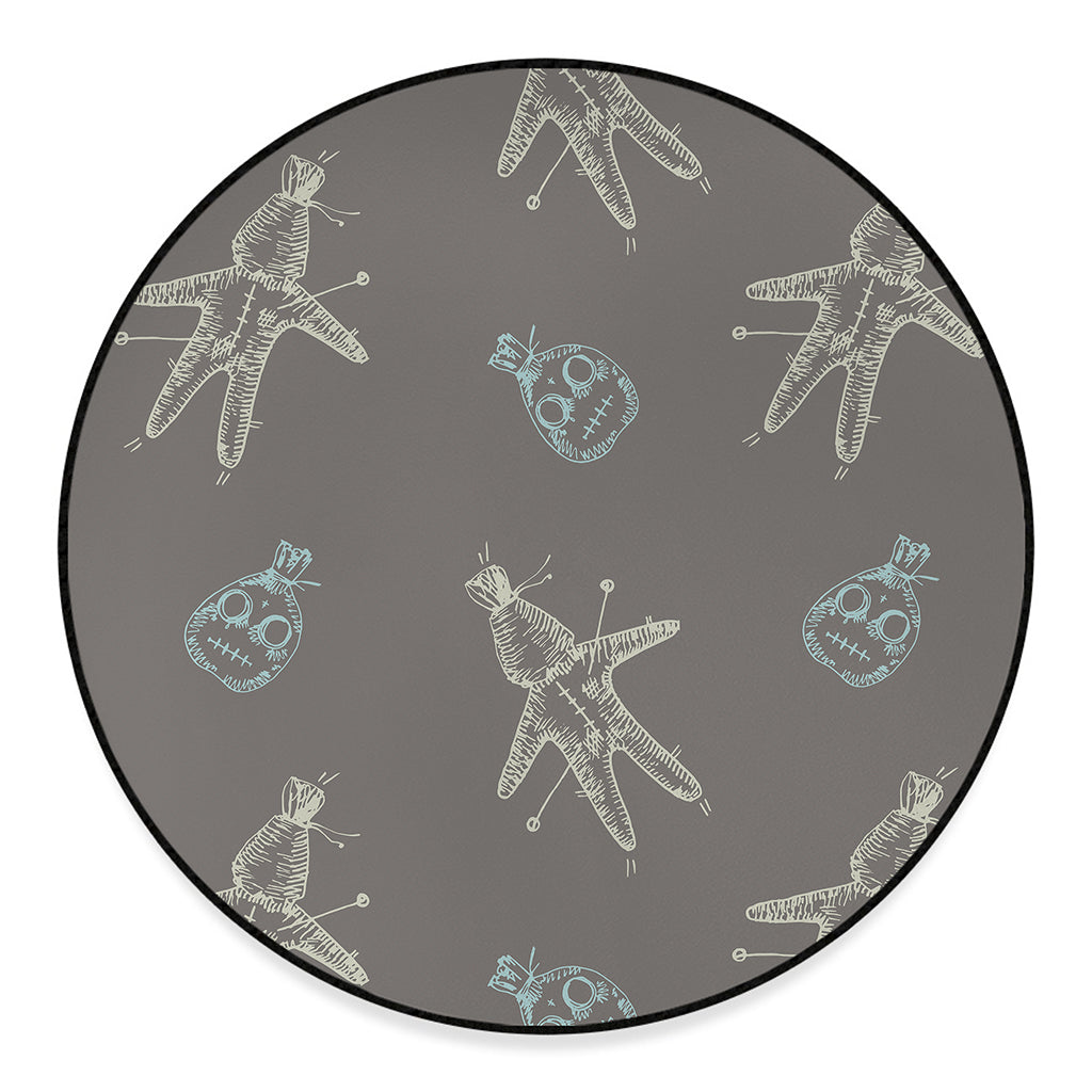 Cartoon Voodoo Doll Pattern Print Round Floor Mat