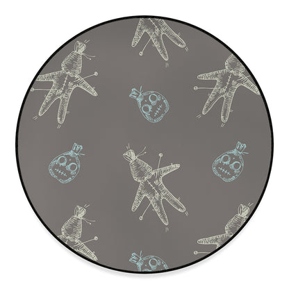 Cartoon Voodoo Doll Pattern Print Round Floor Mat