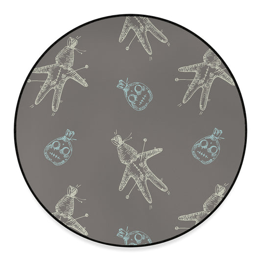 Cartoon Voodoo Doll Pattern Print Round Floor Mat