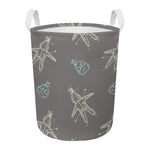 Cartoon Voodoo Doll Pattern Print Round Laundry Basket
