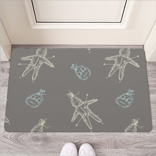 Cartoon Voodoo Doll Pattern Print Rubber Doormat