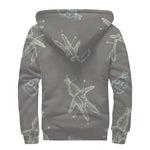 Cartoon Voodoo Doll Pattern Print Sherpa Lined Zip Up Hoodie