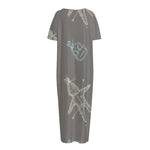 Cartoon Voodoo Doll Pattern Print Short Sleeve Long Nightdress