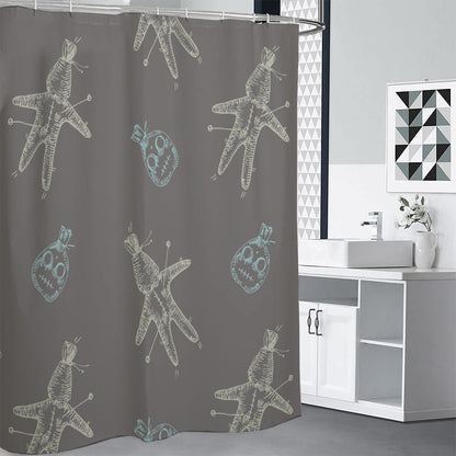 Cartoon Voodoo Doll Pattern Print Shower Curtain