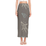 Cartoon Voodoo Doll Pattern Print Side Slit Maxi Skirt