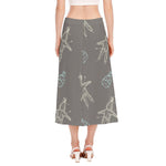 Cartoon Voodoo Doll Pattern Print Side Slit Midi Skirt