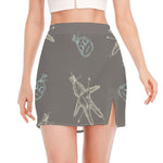 Cartoon Voodoo Doll Pattern Print Side Slit Mini Skirt