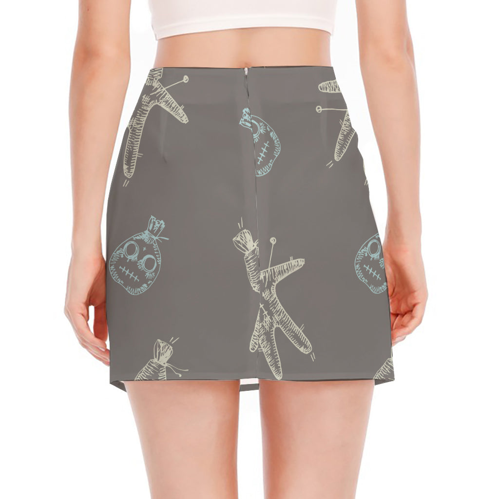 Cartoon Voodoo Doll Pattern Print Side Slit Mini Skirt