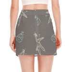 Cartoon Voodoo Doll Pattern Print Side Slit Mini Skirt