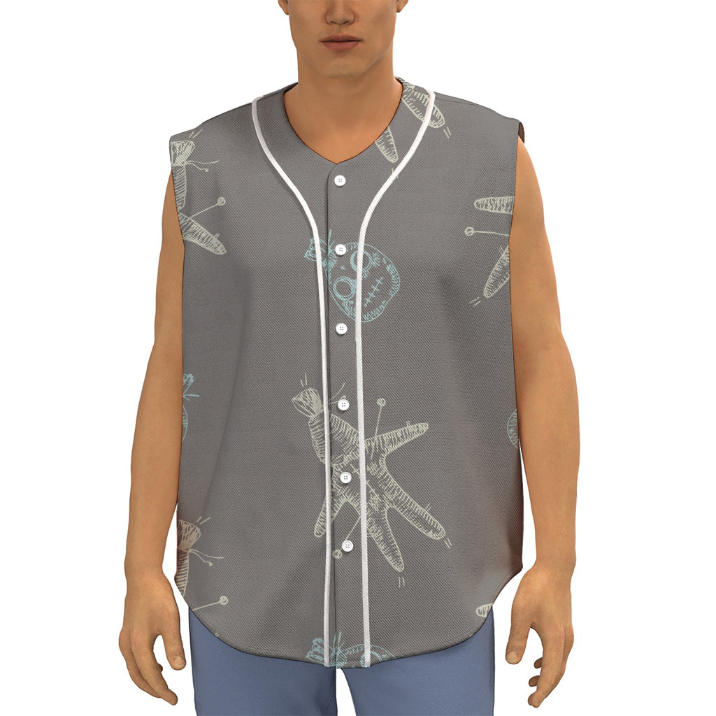 Cartoon Voodoo Doll Pattern Print Sleeveless Baseball Jersey