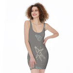 Cartoon Voodoo Doll Pattern Print Sleeveless Bodycon Dress