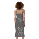 Cartoon Voodoo Doll Pattern Print Slim Fit Midi Cami Dress