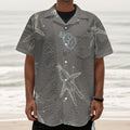 Cartoon Voodoo Doll Pattern Print Textured Short Sleeve Shirt