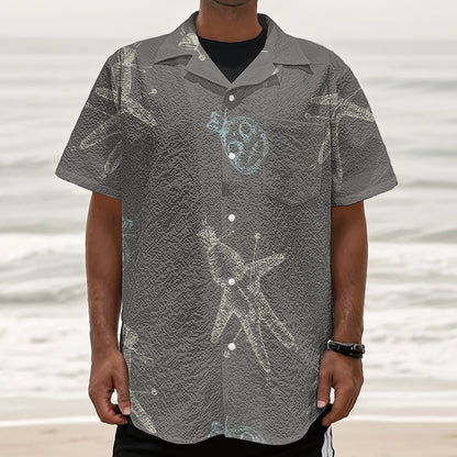Cartoon Voodoo Doll Pattern Print Textured Short Sleeve Shirt