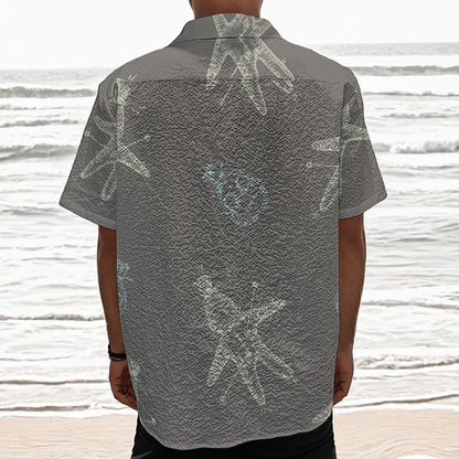 Cartoon Voodoo Doll Pattern Print Textured Short Sleeve Shirt