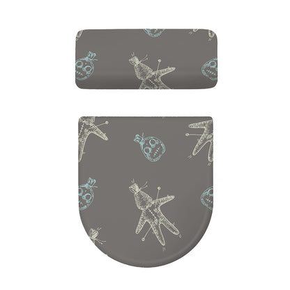 Cartoon Voodoo Doll Pattern Print Toilet Lid And Tank Cover Set