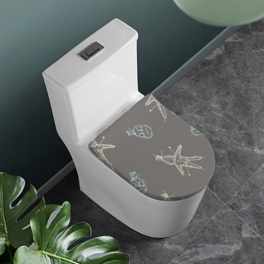 Cartoon Voodoo Doll Pattern Print Toilet Lid Cover