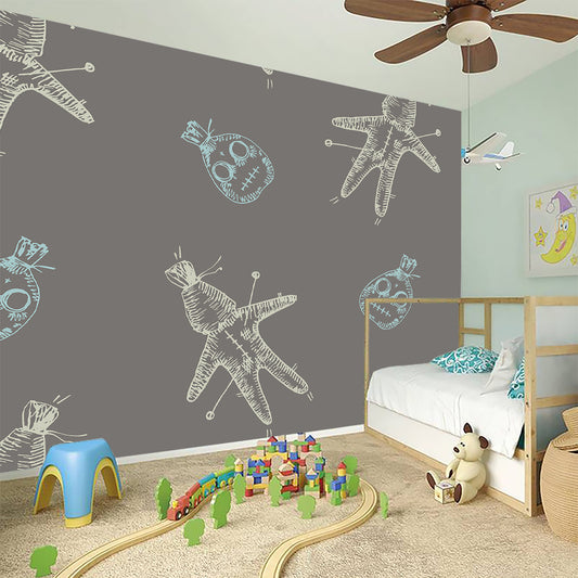 Cartoon Voodoo Doll Pattern Print Wall Sticker