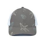 Cartoon Voodoo Doll Pattern Print White Mesh Trucker Cap