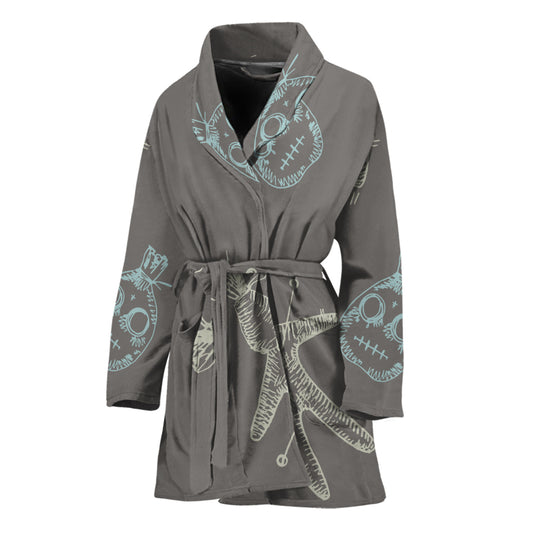 Cartoon Voodoo Doll Pattern Print Women's Bathrobe