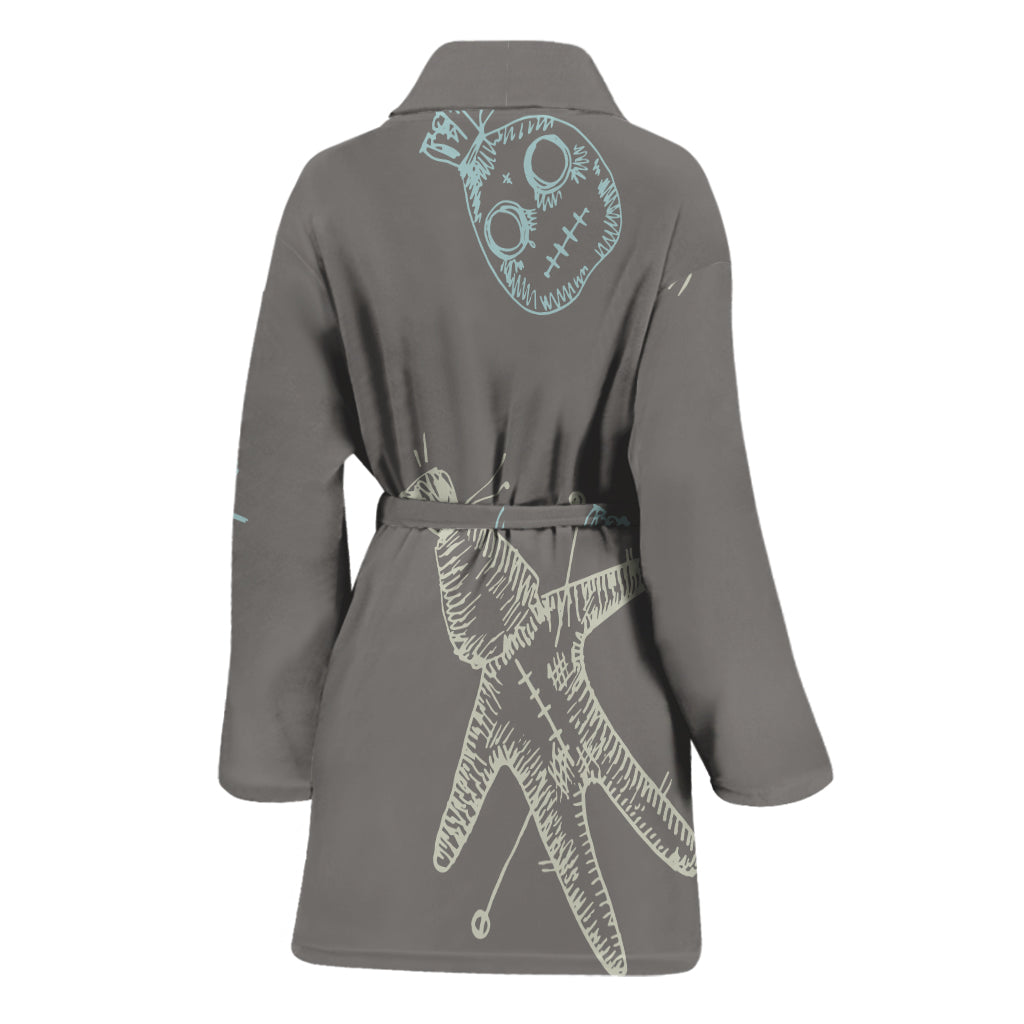 Cartoon Voodoo Doll Pattern Print Women's Bathrobe