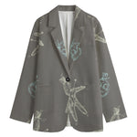 Cartoon Voodoo Doll Pattern Print Women's Blazer