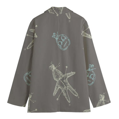 Cartoon Voodoo Doll Pattern Print Women's Blazer