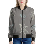 Cartoon Voodoo Doll Pattern Print Women's Bomber Jacket