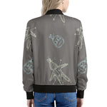 Cartoon Voodoo Doll Pattern Print Women's Bomber Jacket