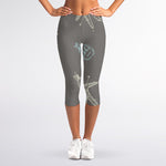 Cartoon Voodoo Doll Pattern Print Women's Capri Leggings