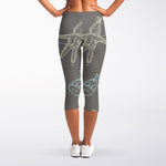 Cartoon Voodoo Doll Pattern Print Women's Capri Leggings