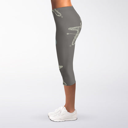 Cartoon Voodoo Doll Pattern Print Women's Capri Leggings