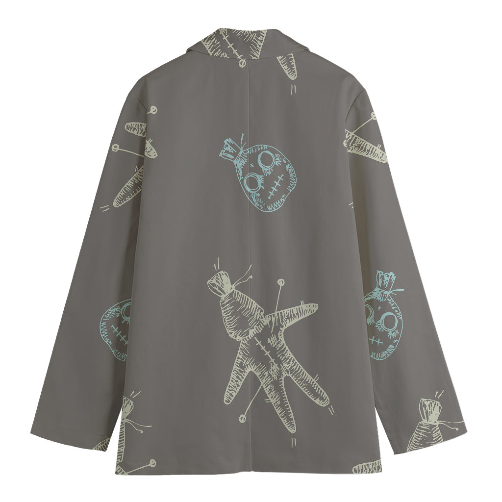 Cartoon Voodoo Doll Pattern Print Women's Cotton Blazer