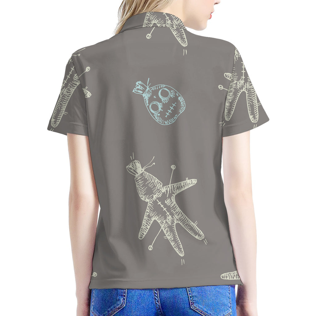 Cartoon Voodoo Doll Pattern Print Women's Polo Shirt