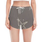 Cartoon Voodoo Doll Pattern Print Women's Split Running Shorts