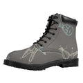 Cartoon Voodoo Doll Pattern Print Padded Collar Lace Up Boots