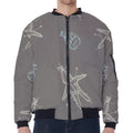 Cartoon Voodoo Doll Pattern Print Zip Sleeve Bomber Jacket