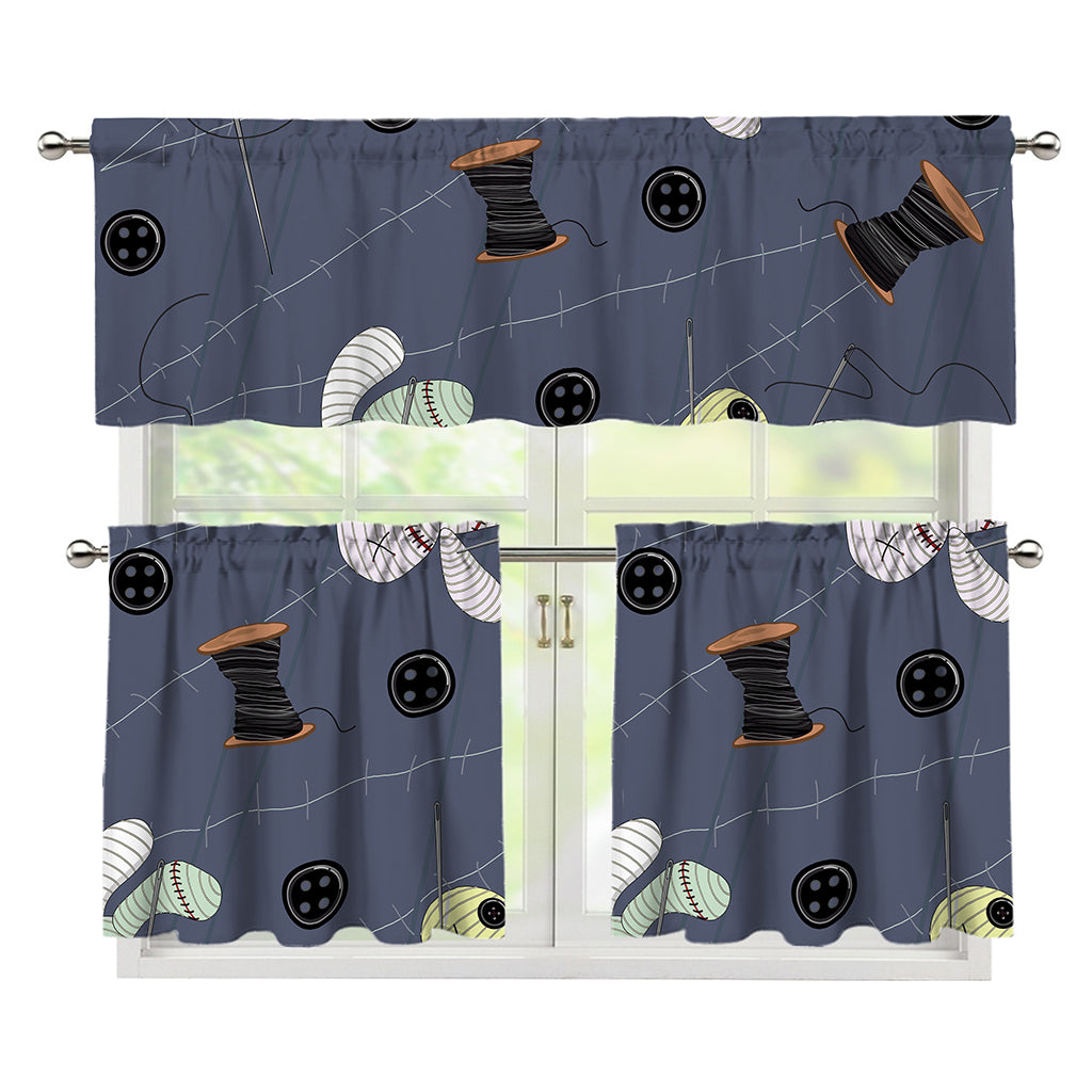 Cartoon Voodoo Doll Print 3 Piece Kitchen Curtains