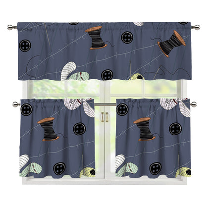 Cartoon Voodoo Doll Print 3 Piece Kitchen Curtains