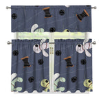 Cartoon Voodoo Doll Print 3 Piece Kitchen Curtains