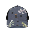 Cartoon Voodoo Doll Print Black Mesh Trucker Hat