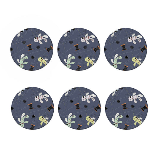 Cartoon Voodoo Doll Print Coaster Set