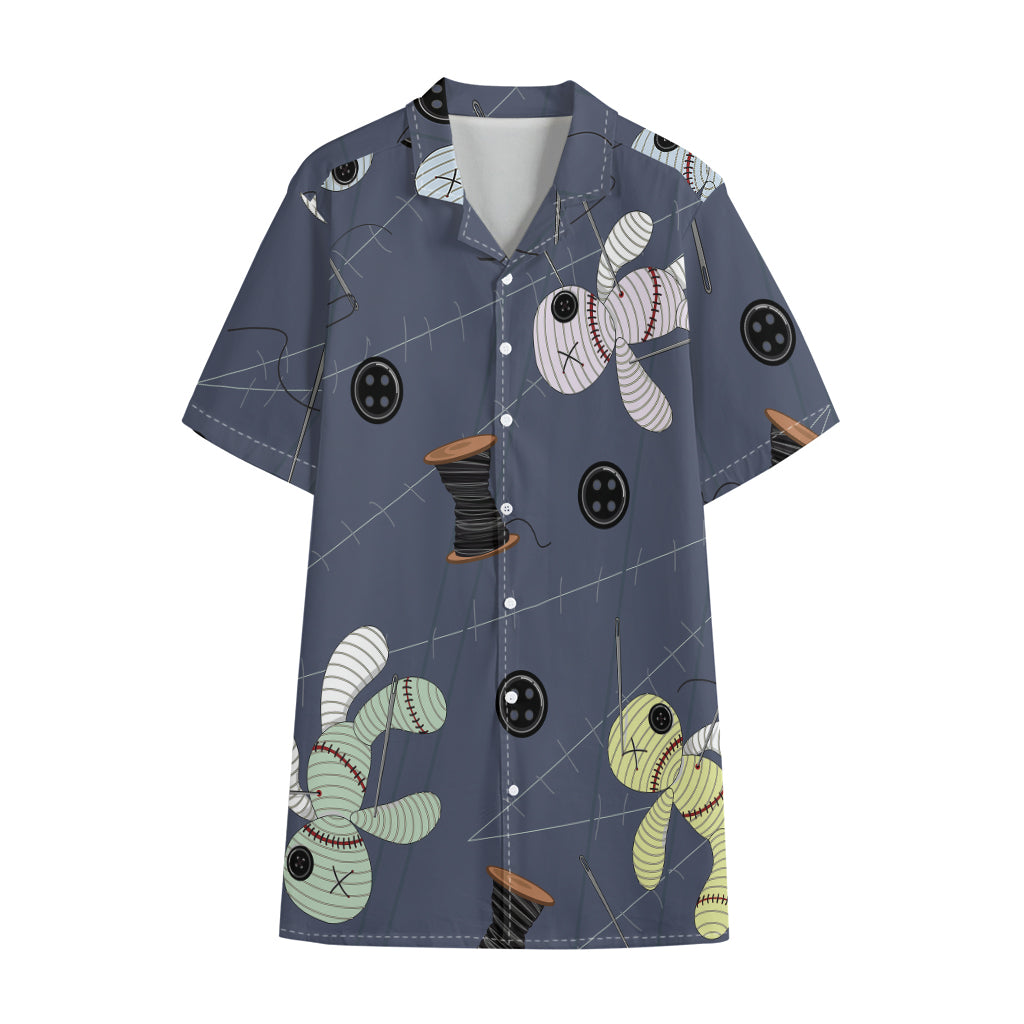Cartoon Voodoo Doll Print Cotton Hawaiian Shirt