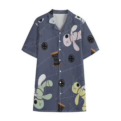 Cartoon Voodoo Doll Print Cotton Hawaiian Shirt