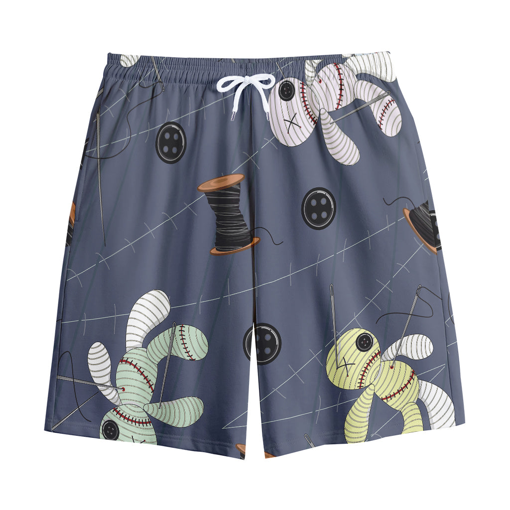 Cartoon Voodoo Doll Print Cotton Shorts