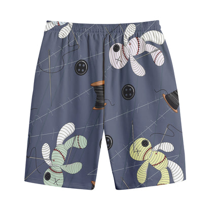 Cartoon Voodoo Doll Print Cotton Shorts