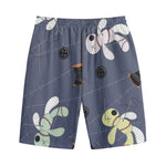 Cartoon Voodoo Doll Print Cotton Shorts