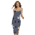 Cartoon Voodoo Doll Print Cross Back Cami Dress